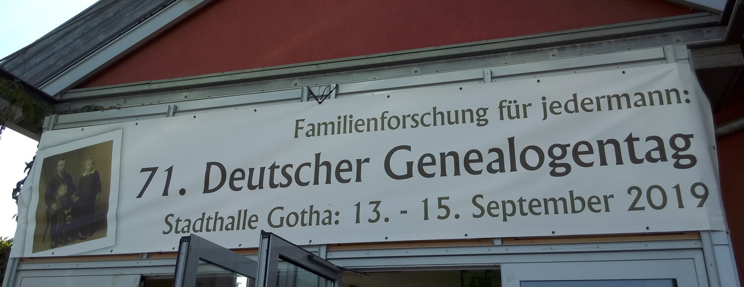 71. Deutscher Genealogentag 2019 Gotha - Eingang Genealogie Ahnenforschung | Foto: Anja Klein