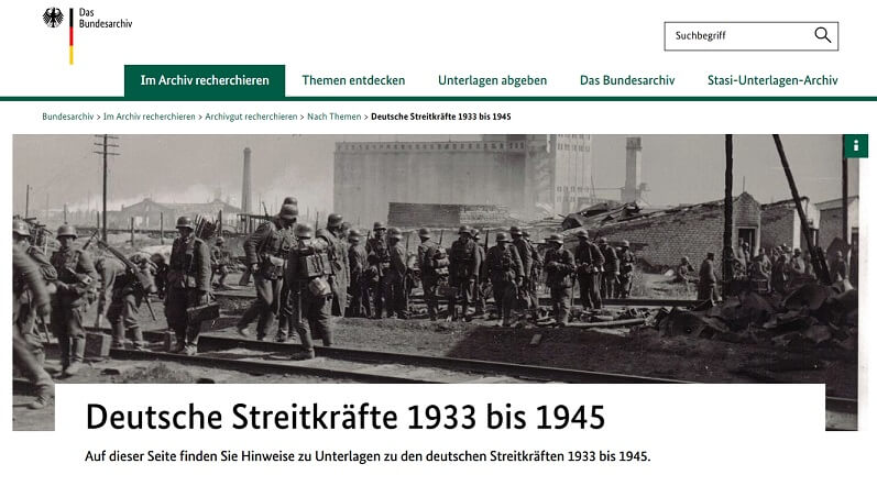 Bundesarchiv Wehrmacht online Recherche Personensuche Militärarchiv Militärangehörige Auskunft