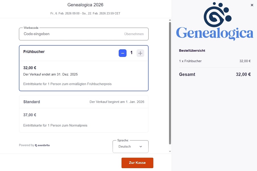 Genealogica 2026 - Eintrittskarten bei Eventbrite - Ahnenforschung online