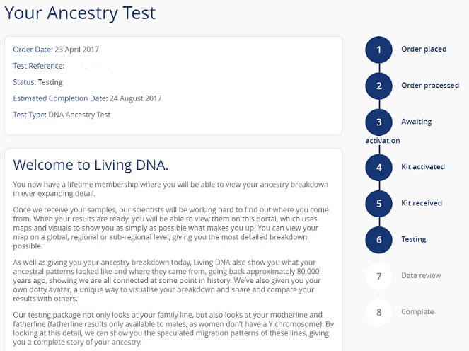 Living DNA - Nutzerkonto | DNA-Test Herkunft | DNA-Herkunftsanalyse | DNA-Test Vorfahren | DNA-Analyse Herkunft | Genealogie Ahnenforschung | Screenshot: Anja Klein *