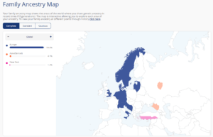 "Family Ancestry Map" von Living DNA im Modus "Complete - Global" Living DNA Erfahrungen | Foto: Anja Klein, Screenshot Living DNA