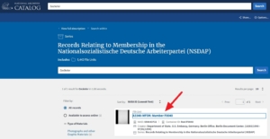 National Archives NARA - NSDAP-Mitgliederkartei - Suchergebnis | Screenshot: Anja Kirsten Klein/National Archives
