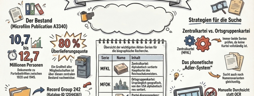 Recherche in Beständen mit NSDAP-Bezug in den US National Archives (NARA) | Bild: Anja Kirsten Klein & NotebookLM