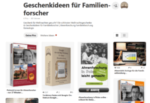 Pinterest: Pinnwand Geschenke für Familienforscher | Screenshot Anja Klein / Pinterest