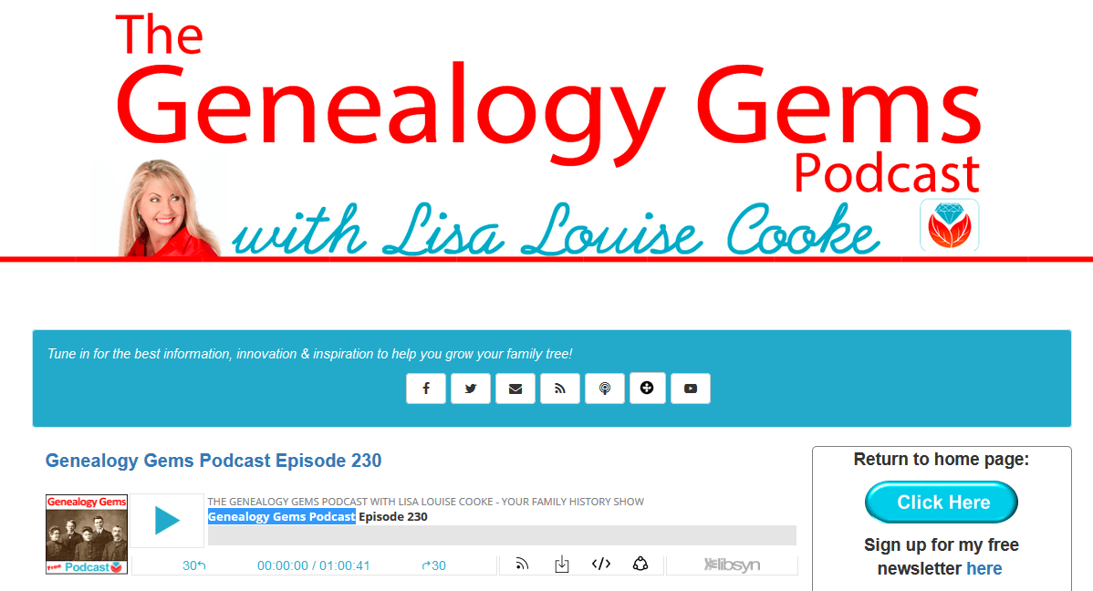 Podcast Genealogy Gems Lisa Louise Cooke - Ahnenforschung Genealogie Vorfahren