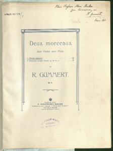Rudolf Gummert - Deux morceaux - Noten mit Widmung von 1913 | Scan: Anja Klein / Bayerische Staatsbibliothek