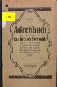 Adressbuch Freystadt Niederschlesien 1922 - Polen Archiv