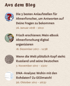 chronologische Liste der Blog-Beiträge Ahnenforschung Vorfahren | Foto: Anja Klein