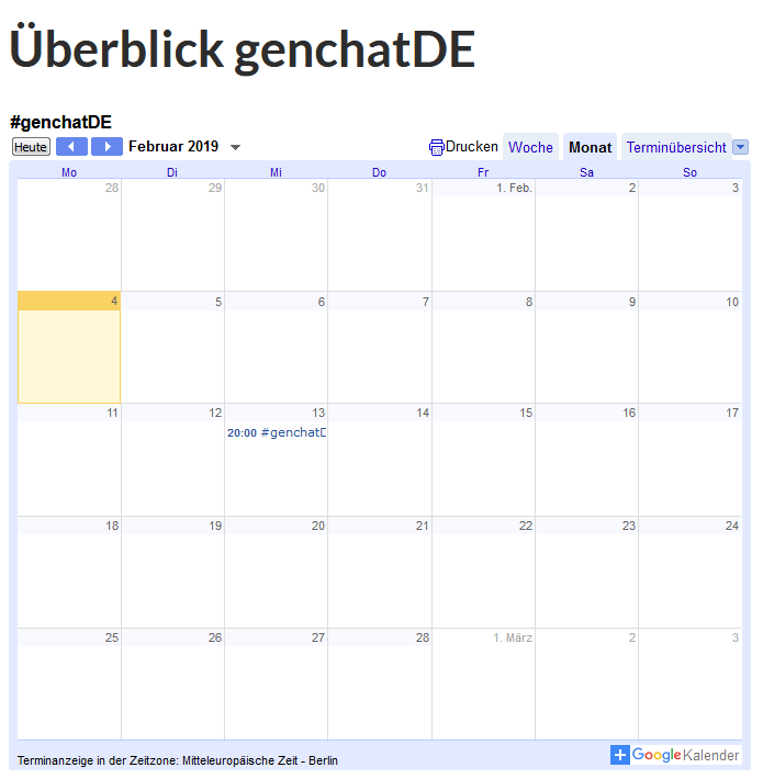 genchatDE-Kalender | Ahnenforschung kostenlos Genealogie Familienforschung Vorfahren finden Twitter Screenshot: Anja Klein